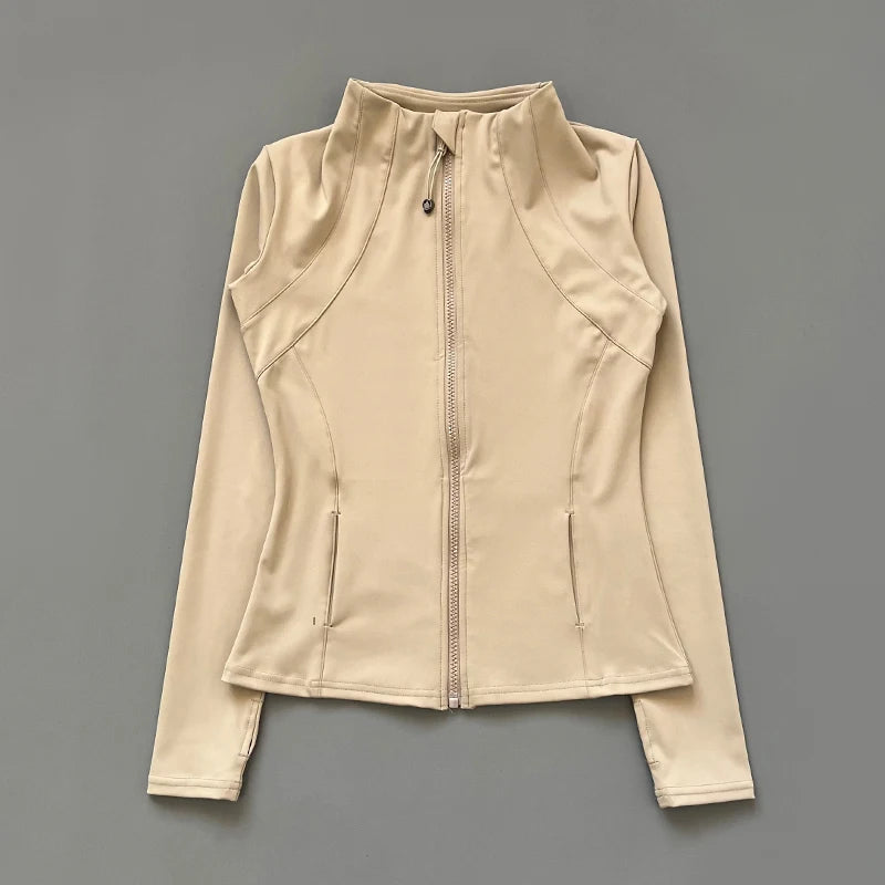Women's Slim-Fit Stand-Collar Zip-Front Workout Jacket