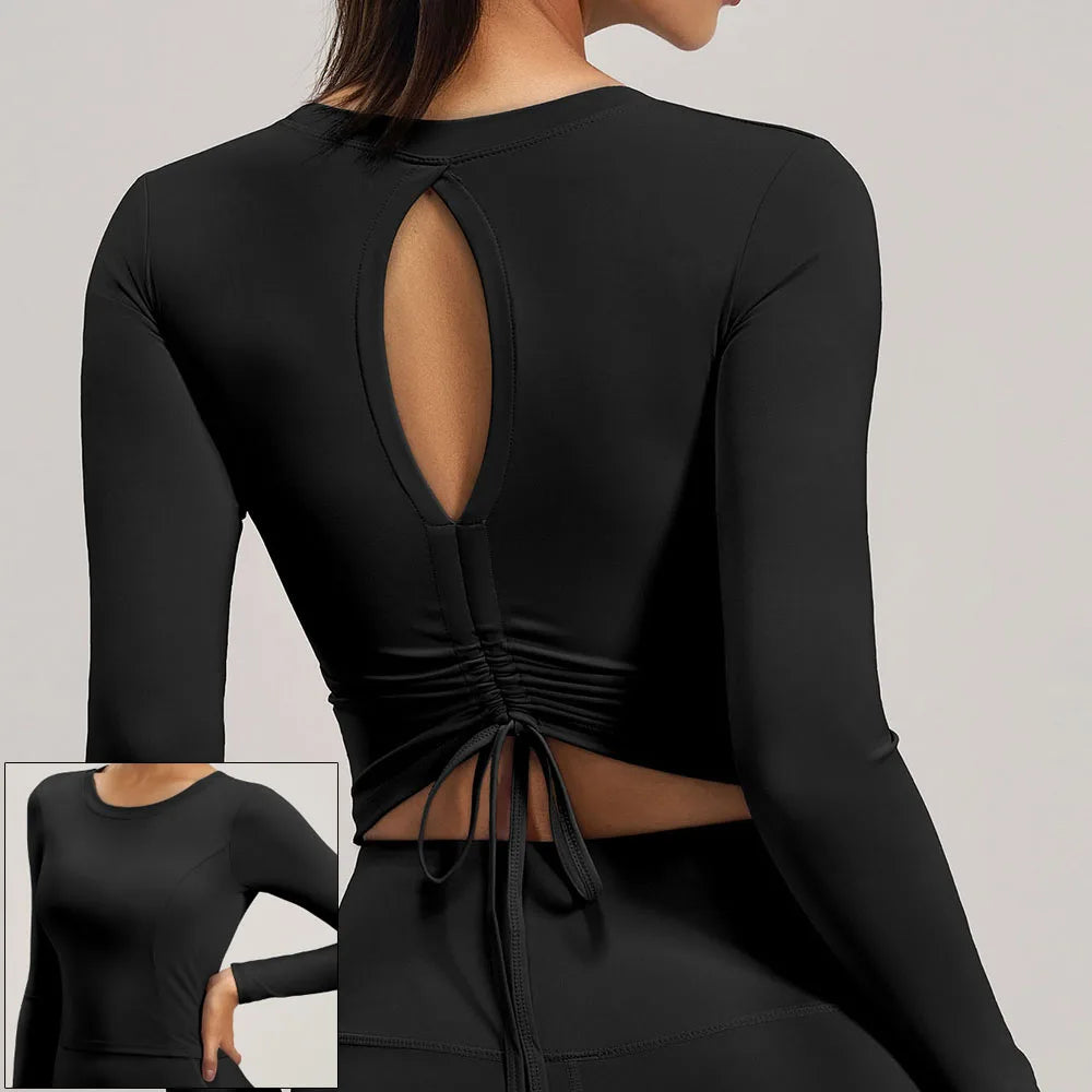 Women's Cross-Back Long-Sleeve Workout Top