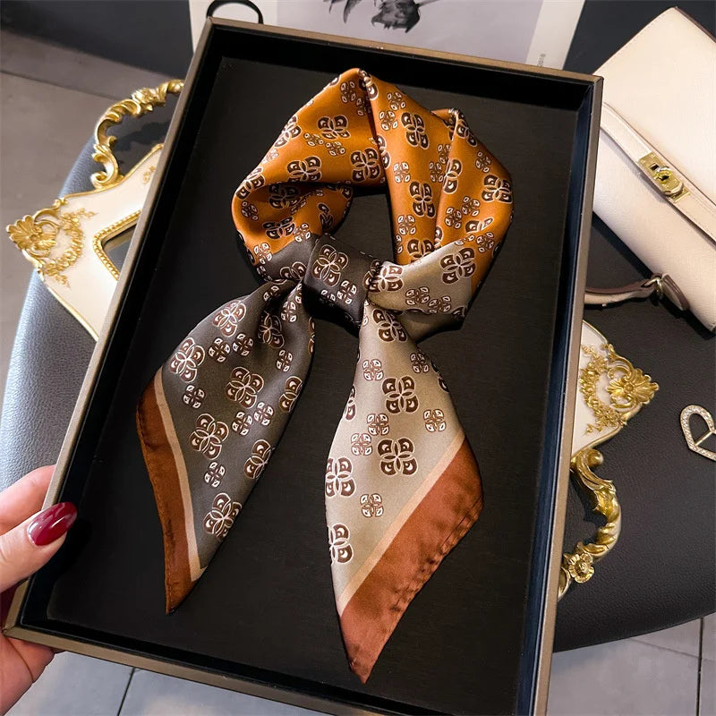 Ornate Print Square Scarf with Decorative Border Patterns