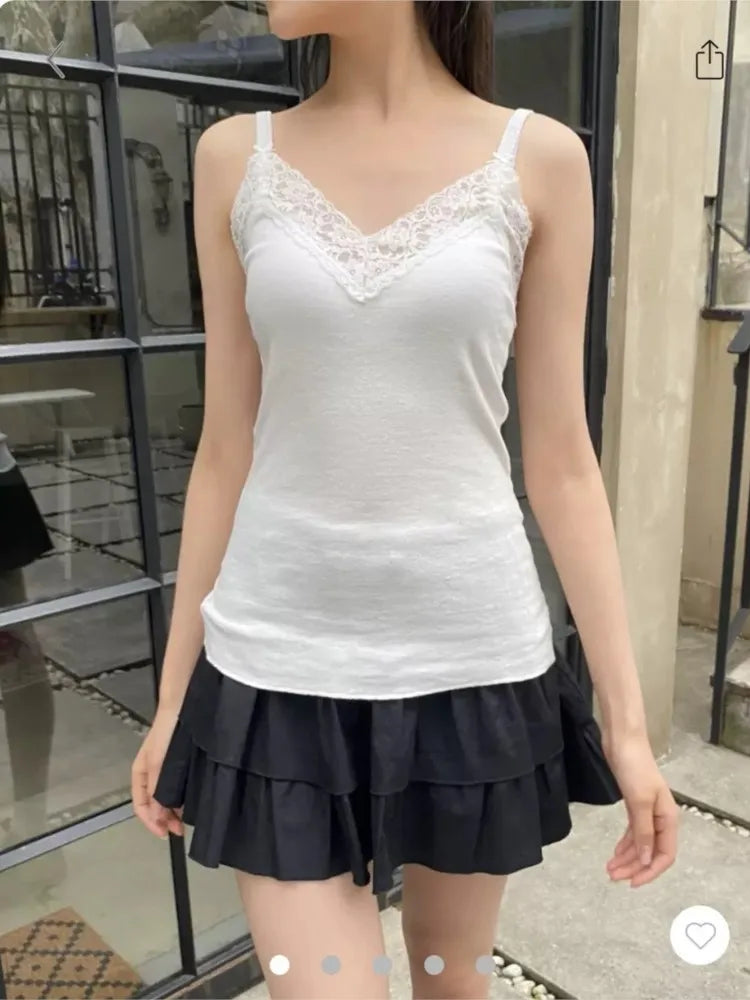 Women's Cotton Camisole and Bandeau Tops with Lace and Ruched Style Options