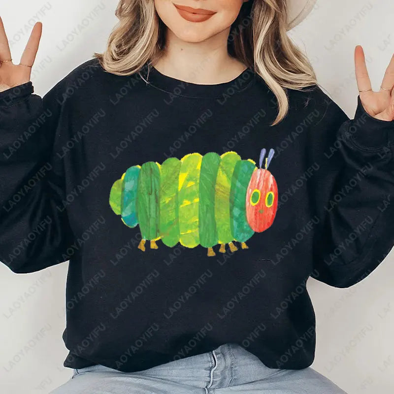 Caterpillar Graphic Long Sleeve Pullover Casual Sweatshirt for Layering