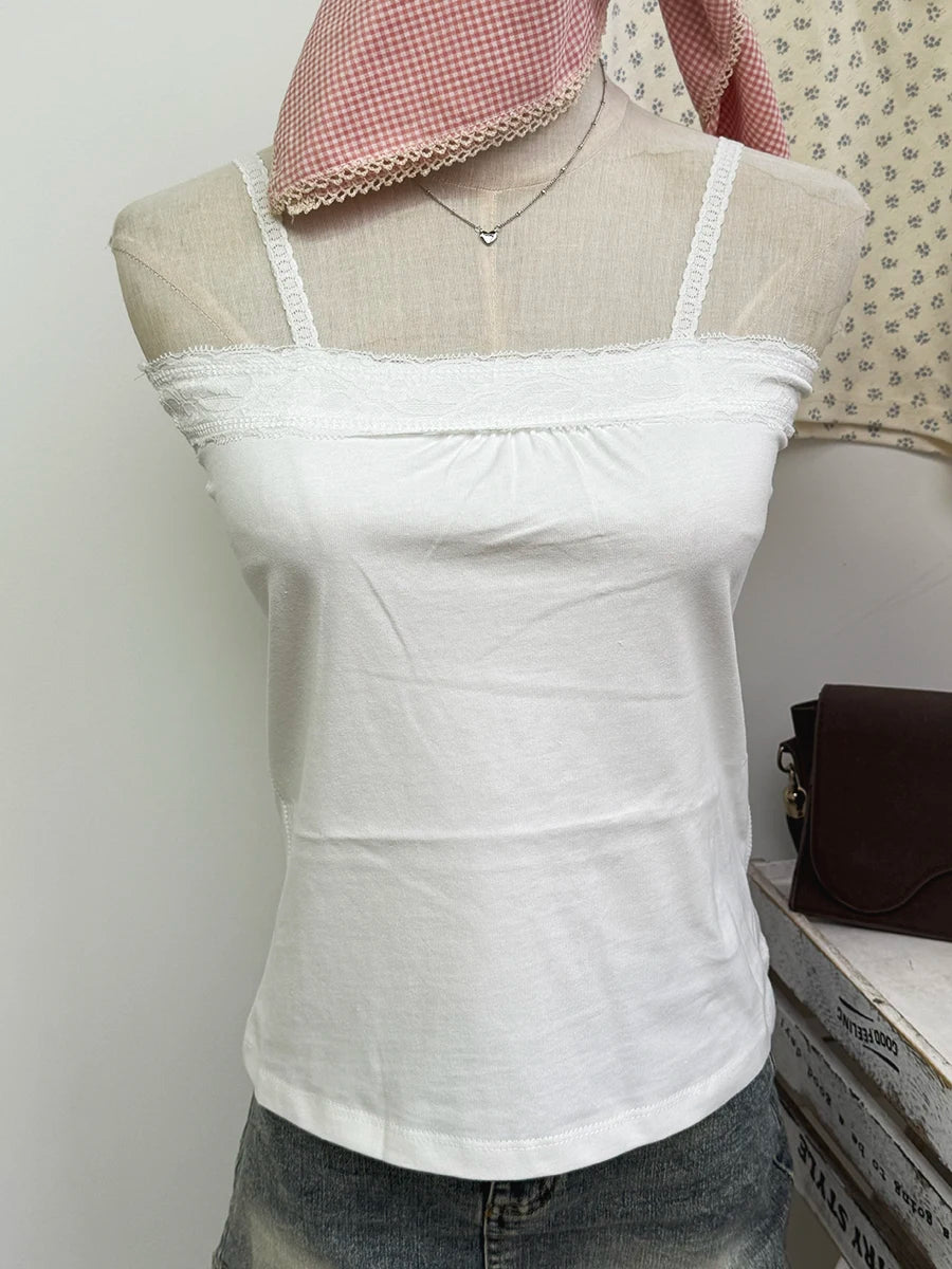 Women's Cotton Camisole and Bandeau Tops with Lace and Ruched Style Options