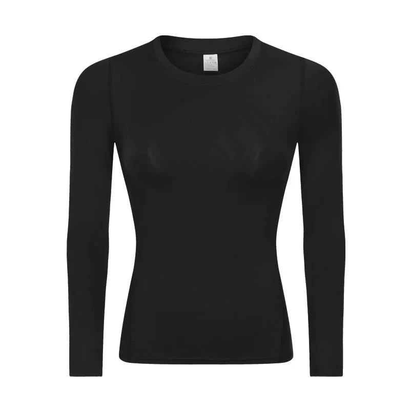 Fitted Crew Neck Long Sleeve Compression T Shirt