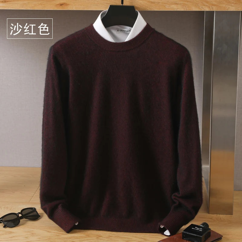 Men's Plain Crew Neck Long Sleeve Knit Sweater