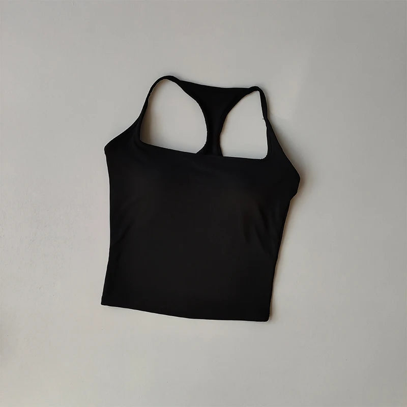 Women's Wide Strap Longline Sports Tank Top For Workout Outfits