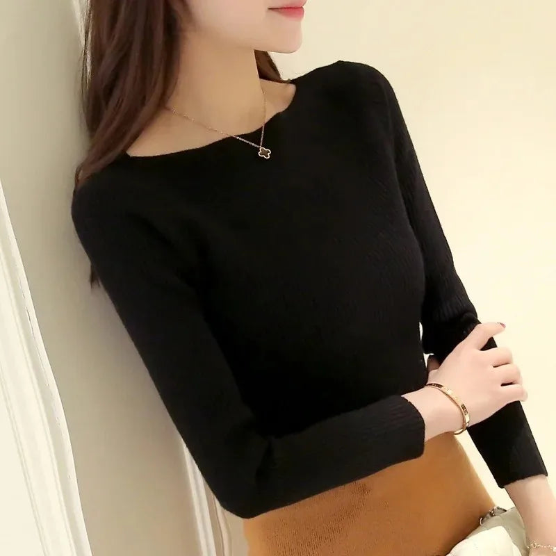 Women's Mock Neck Fitted Long Sleeve Sweater Casual Knit Layer
