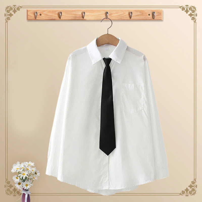 Women's Collared Long Sleeve Shirt with Tie Option