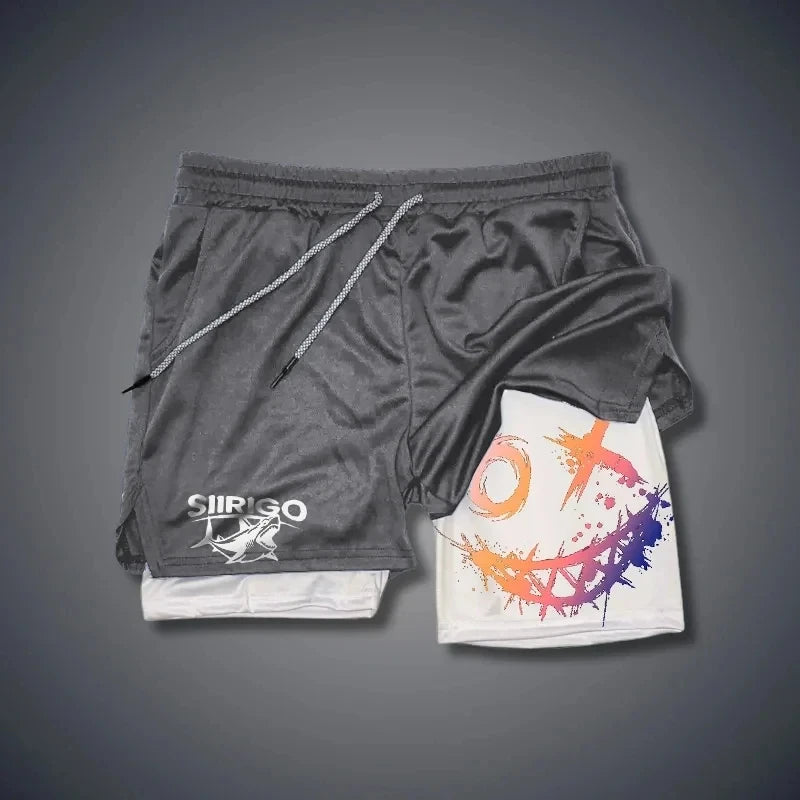 Men's Smiley Graphic Double Layer Shorts