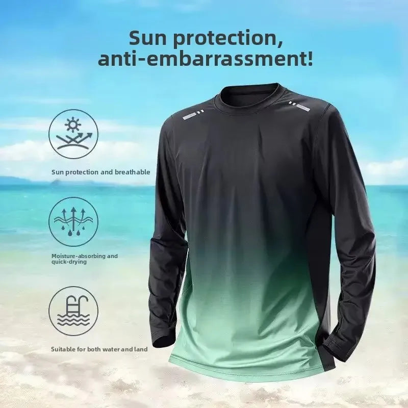 Men's Long Sleeve Rash Guard with Swim Bottom Options