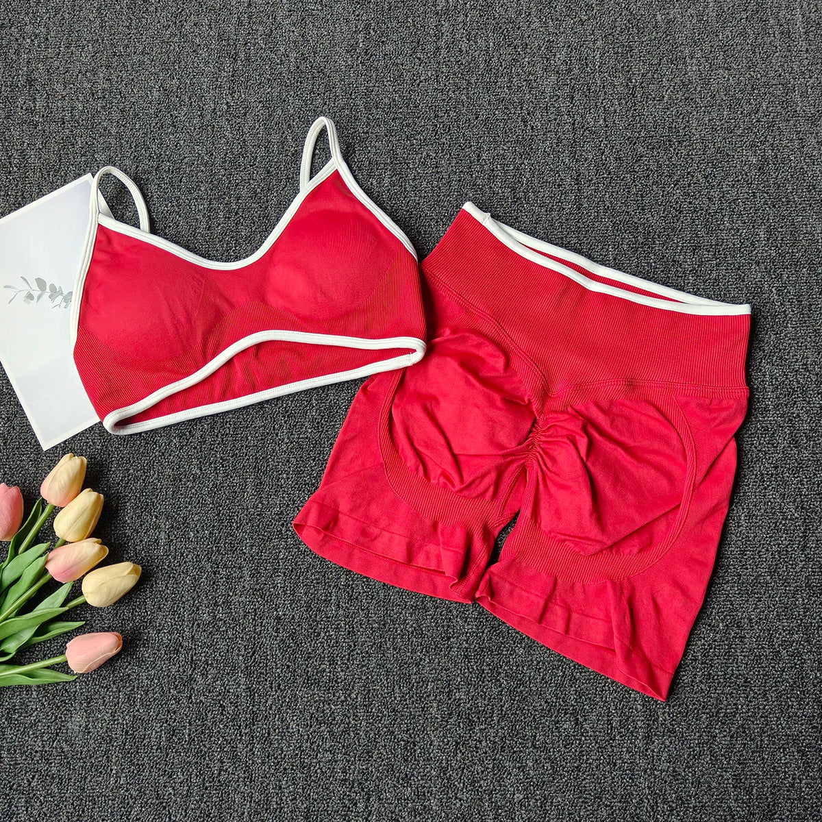 Women's Racerback Bra And Shorts Yoga Set For Workout Outfits