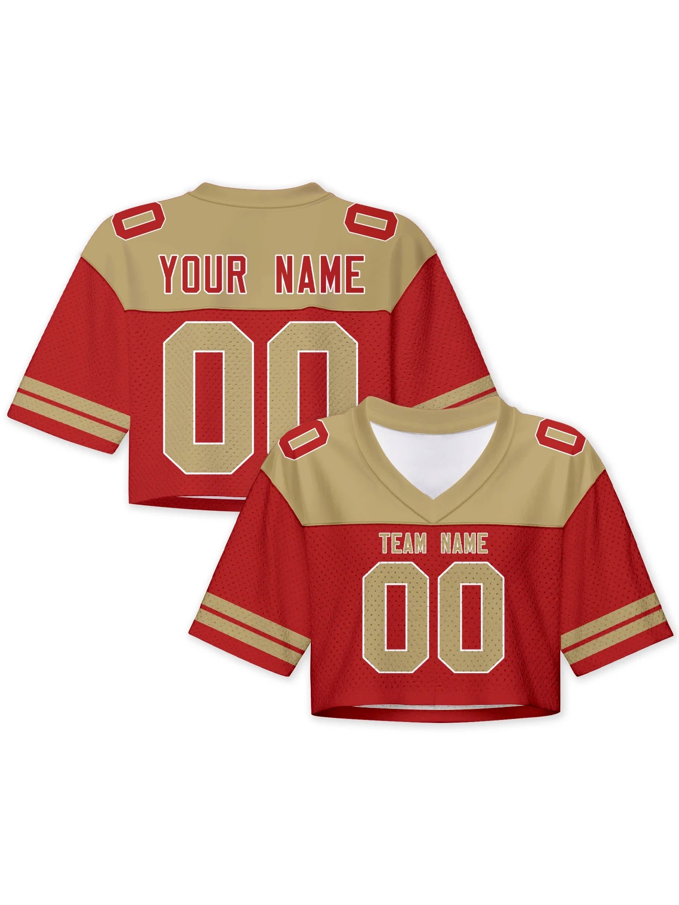 American Football Graphic Cropped Short Sleeve V Neck Sports Top