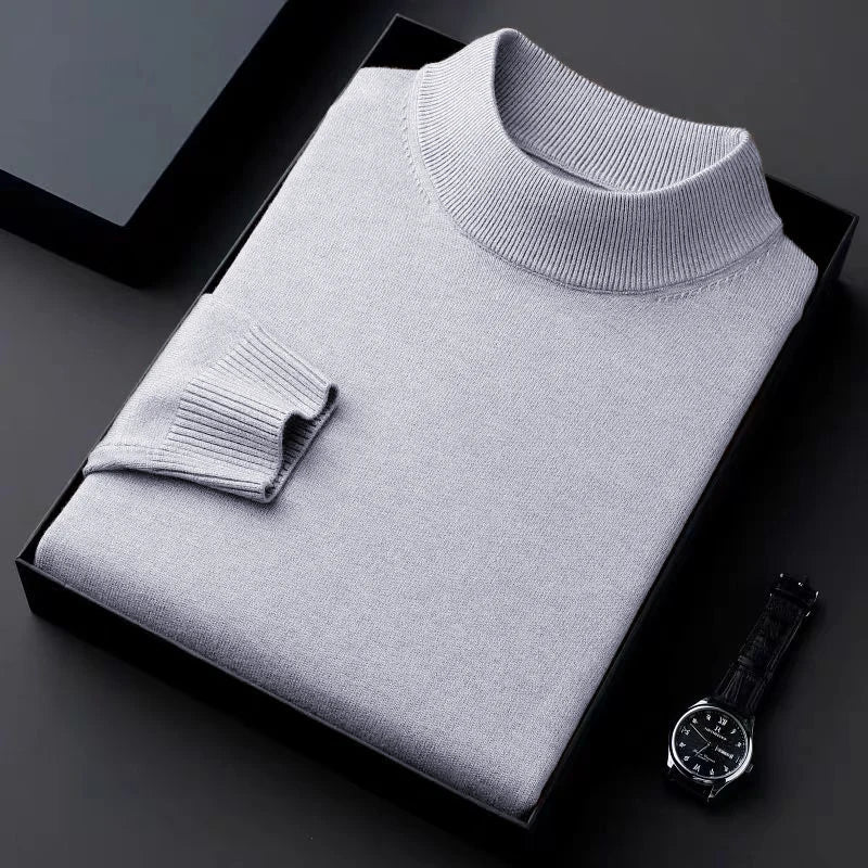 Men's Mock Neck Long Sleeve Knit Sweater
