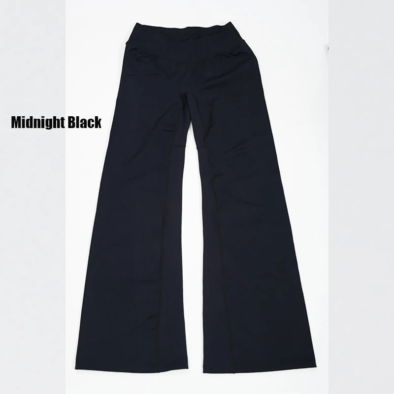 Women's High Waist Nylon Blend Flared Workout Pants with Fitted Upper Legs