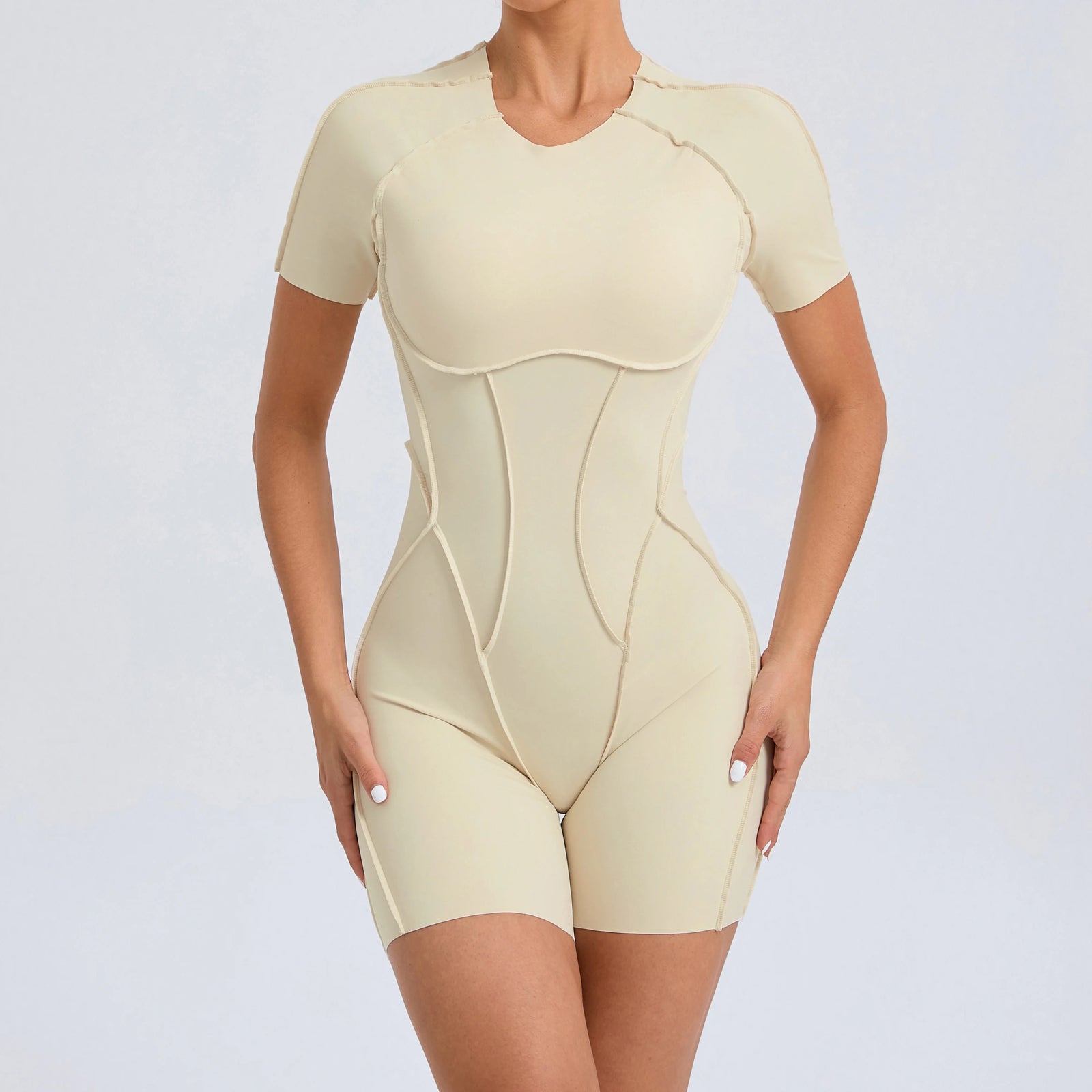Women's Short Sleeve Back Cutout Short Workout Romper