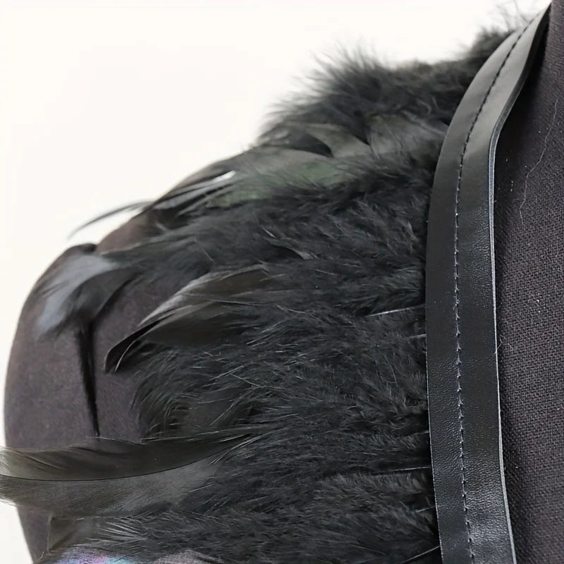 Black Feather Shoulder Cape for Layering over Outfits