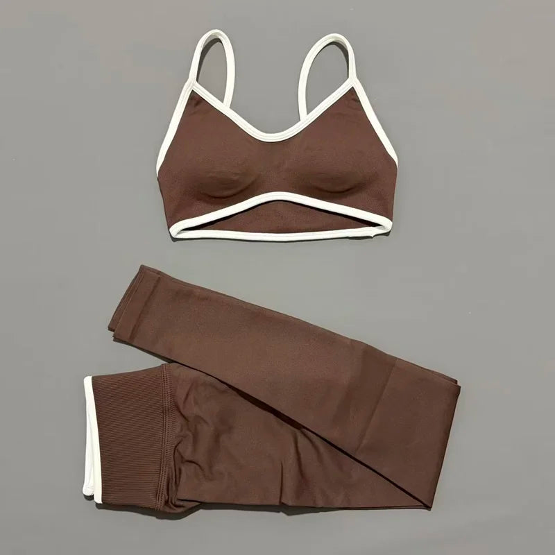 Women's Strappy Bra And Shorts Yoga Set For Workout Outfits