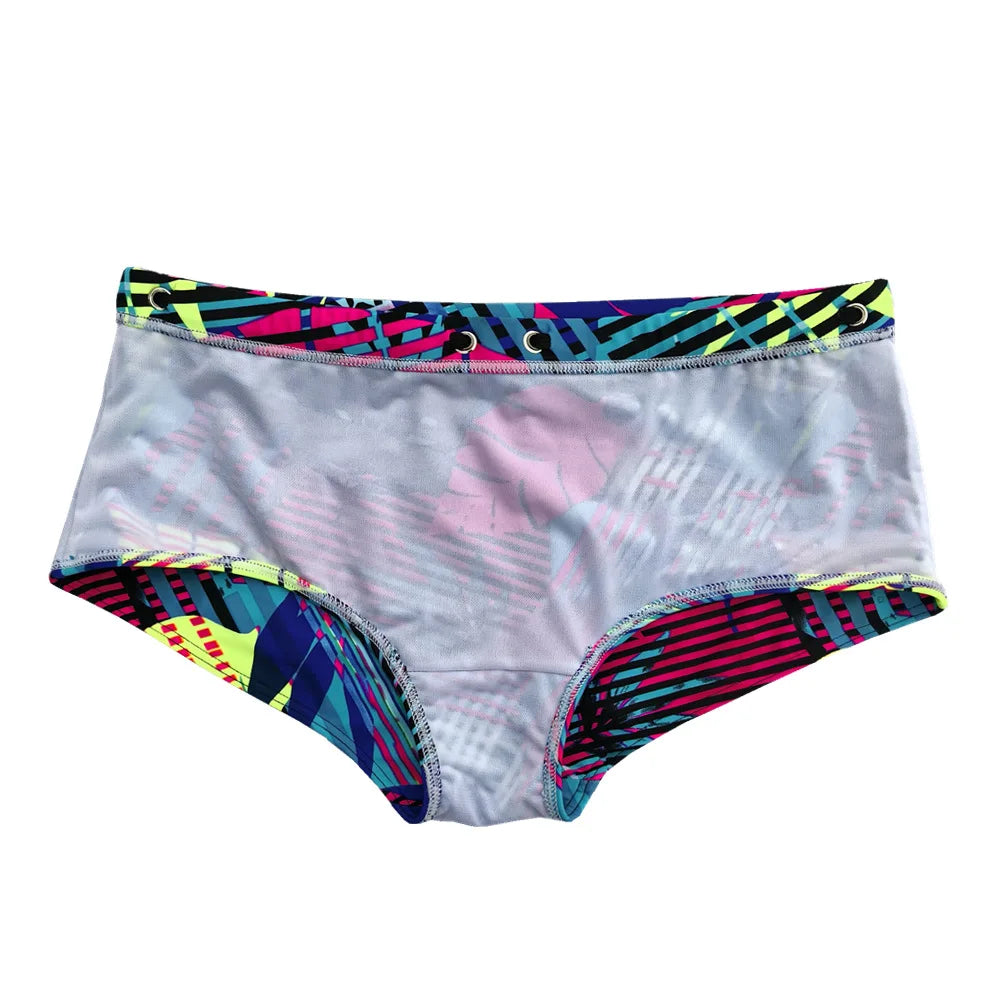Men's Swimsuit Bottoms in Leaf Print Swim Brief Style for Beach and Pool Wear