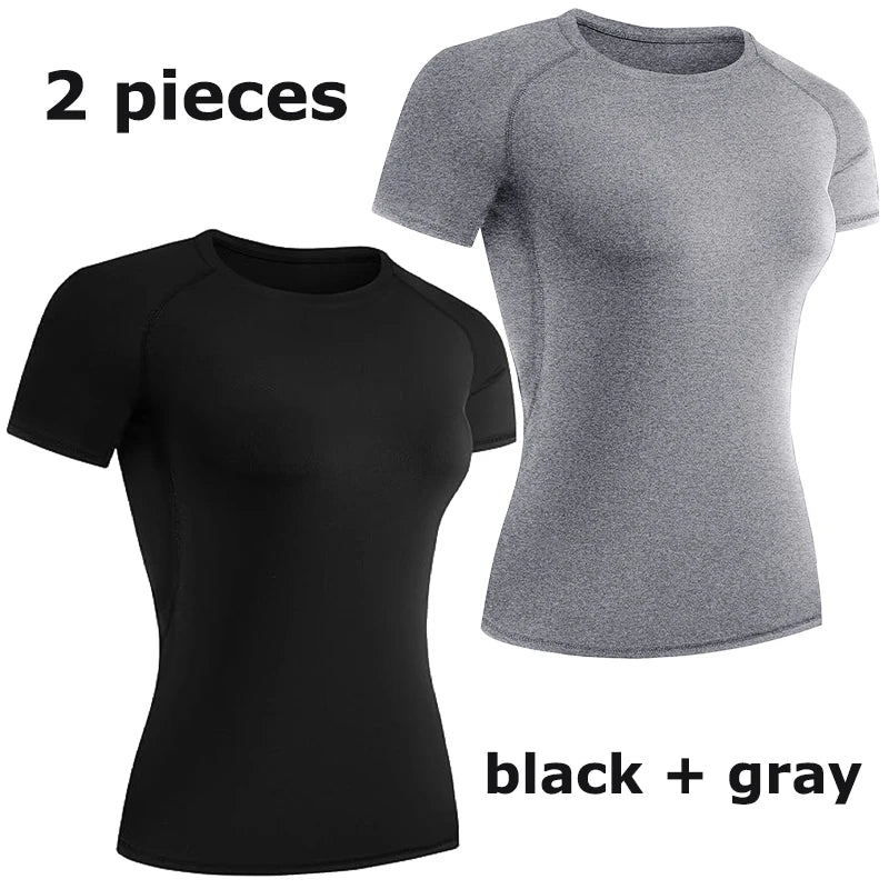 Women's Crew Neck Fitted Short Sleeve T-shirt For Workout Outfits