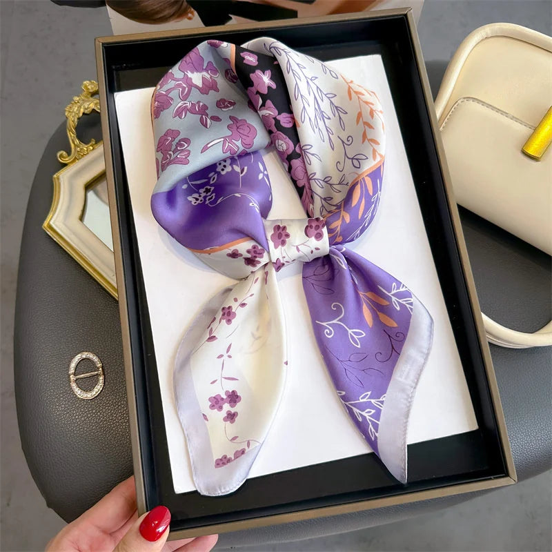 Ornate Print Square Scarf with Decorative Border Patterns