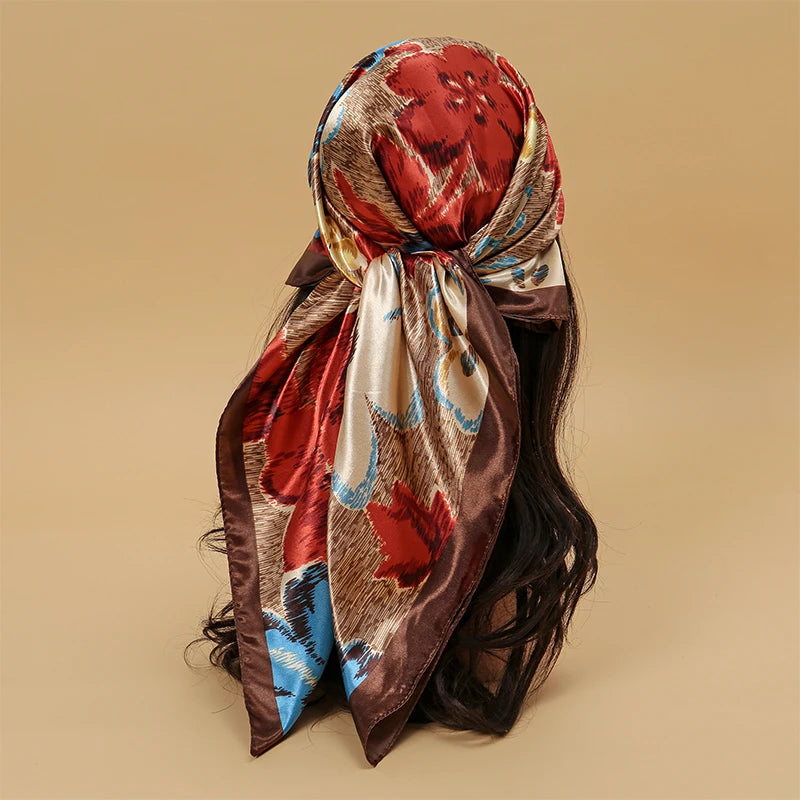 Printed Square Scarf with Ornate Paisley Pattern Options