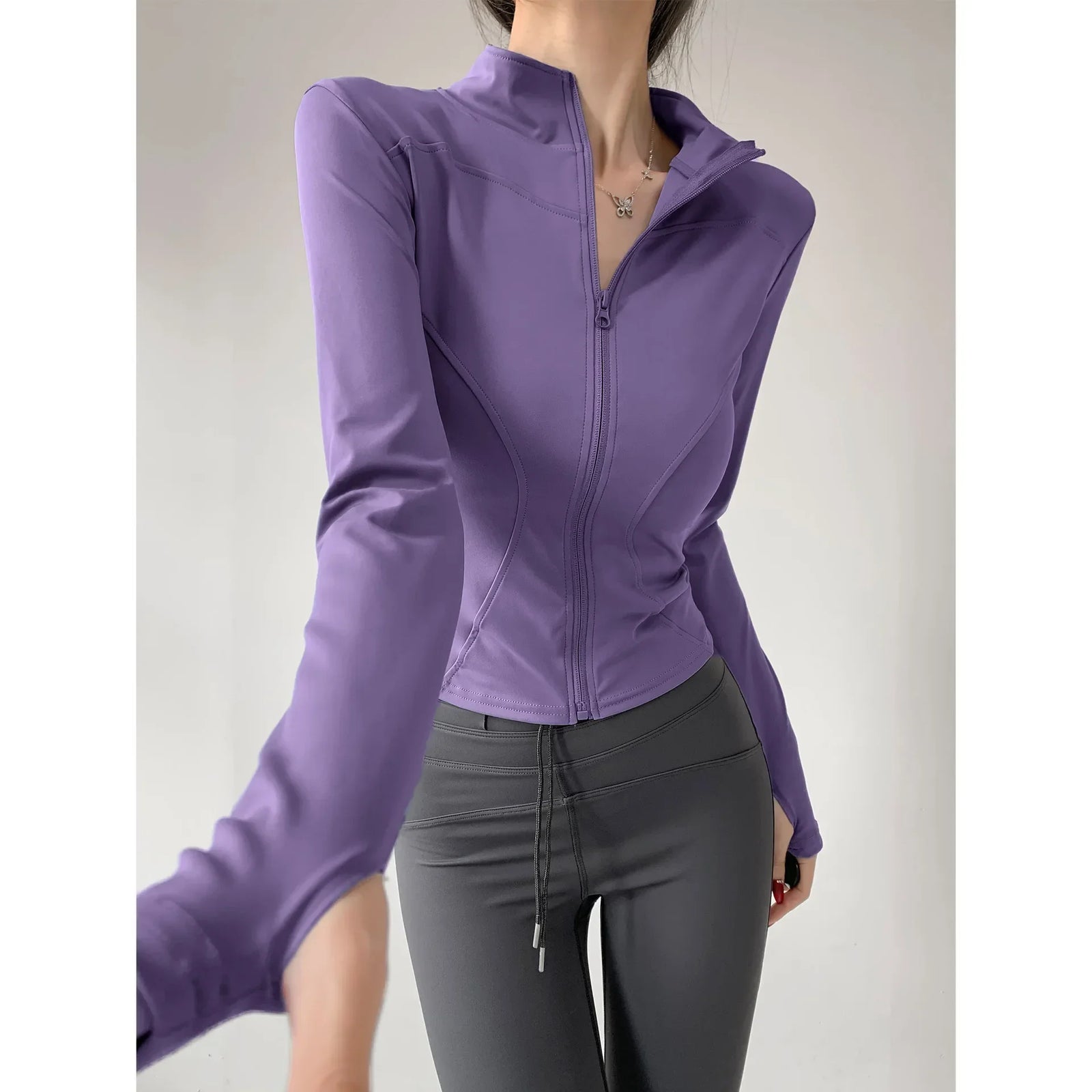 Slim-Fit Long-Sleeve Zip-Front Yoga Jacket