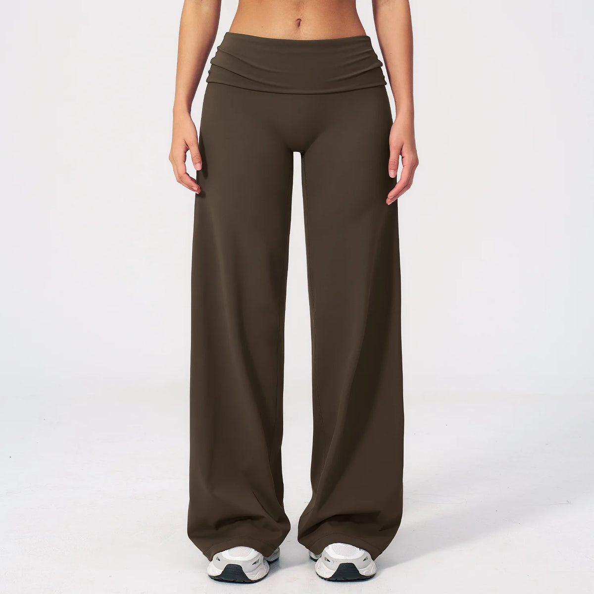 Women's Fold Over Waist Wide Leg Workout Pants for Yoga and Dance Practice