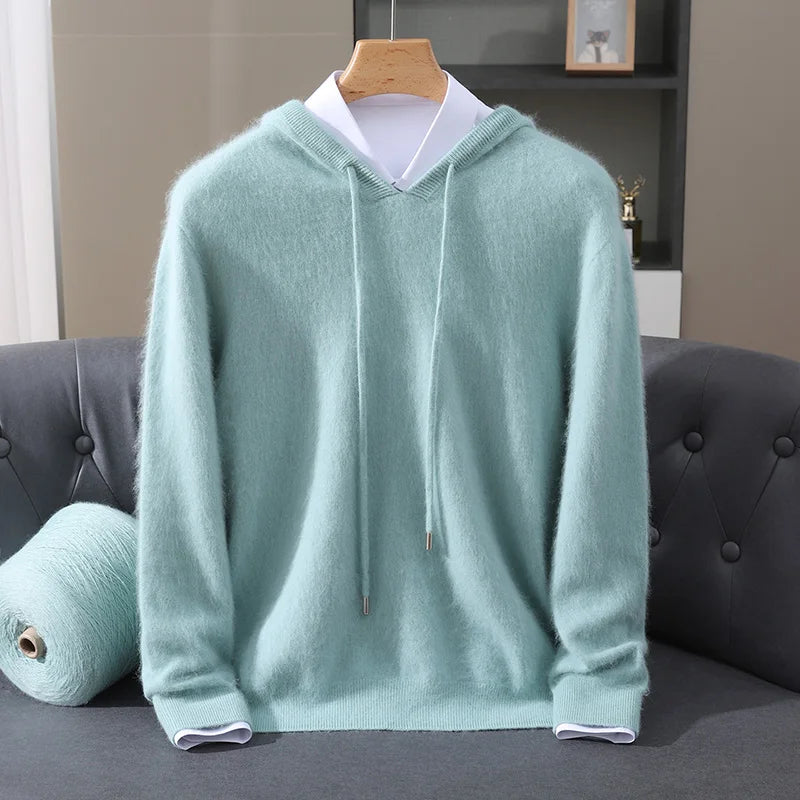 Men's Hooded Long-Sleeve Knit Pullover Sweater