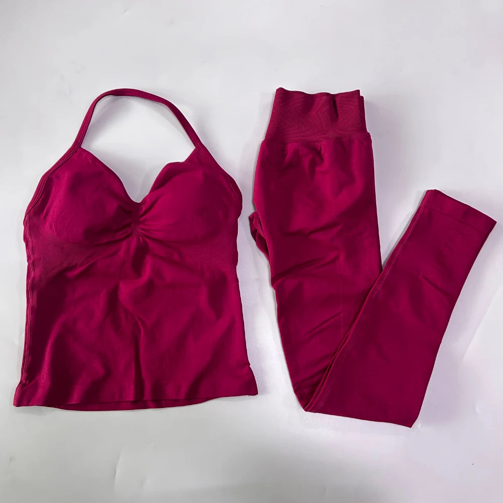 Women's Thin Strap Tank And Leggings Yoga Set
