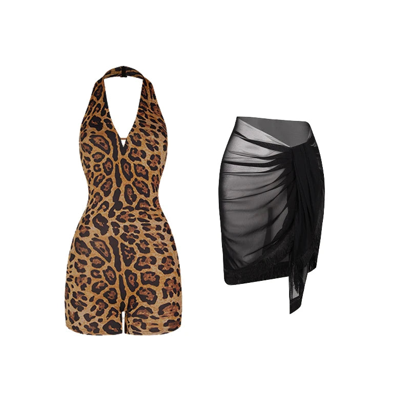 Women's Halterneck Latin Dance Top and Skirt with Separate Outfit Options