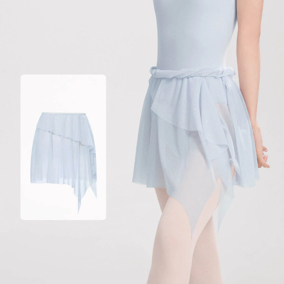 Women's Asymmetric Mesh Ballet Skirt with Elastic Waist for Practice
