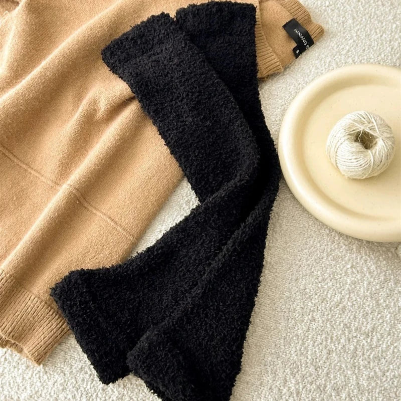 Plush Calf Leg Warmers with Solid and Striped Options