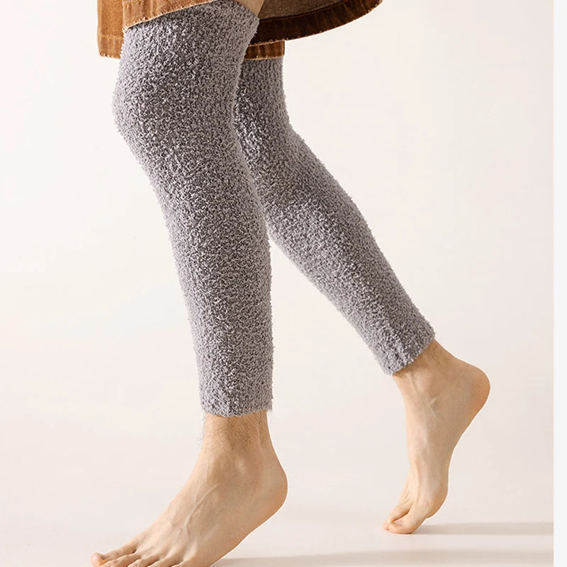 Solid Plush Leg Warmers with Long Footless Shape