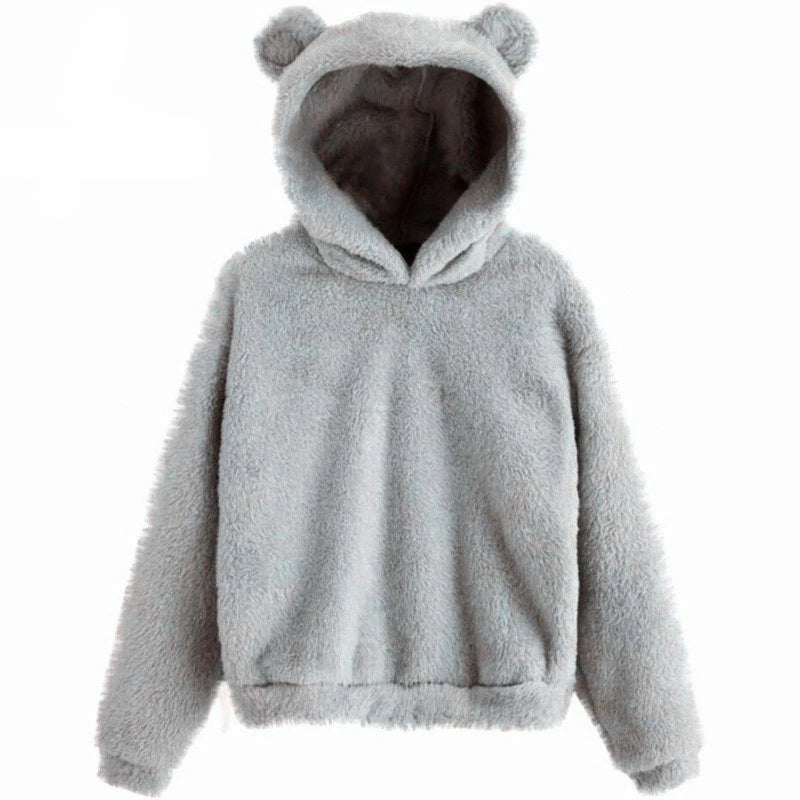 Bear Ear Long Sleeve Pullover Casual Hoodie for Layering