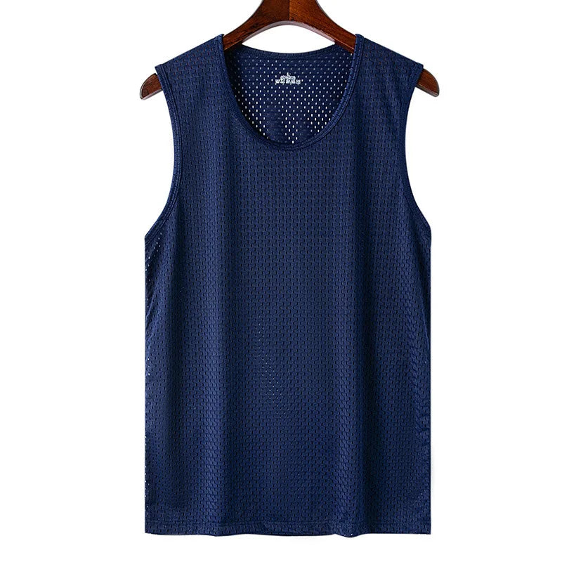 Men Ice Silk Mesh Sports Vest Breathable Quick Dry Sleeveless Riding Running Training Top