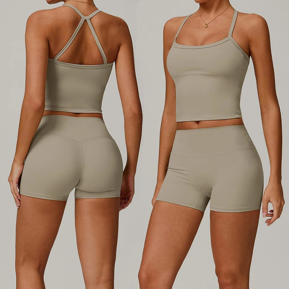 Women's Sports Bra and Shorts Workout Set