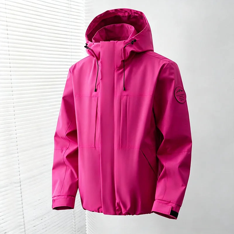 Hooded Long Sleeve Full Zip Outdoor Hiking Jacket with Pockets