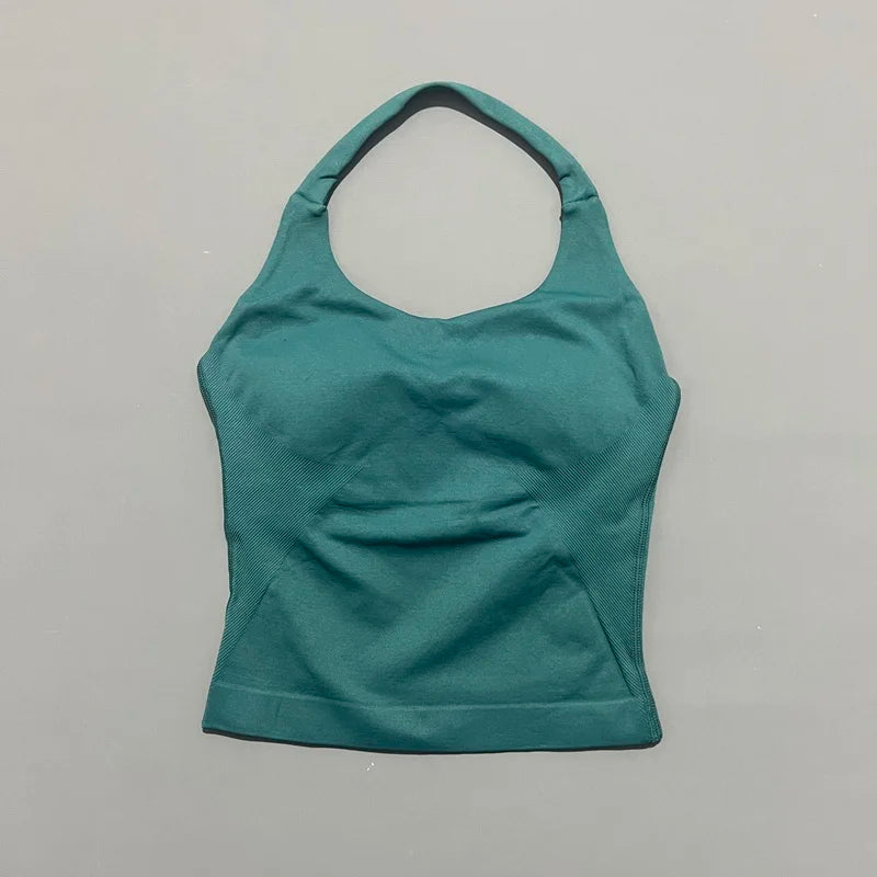 Women's Halter Neck Longline Fitted Tank Top For Workout Outfits