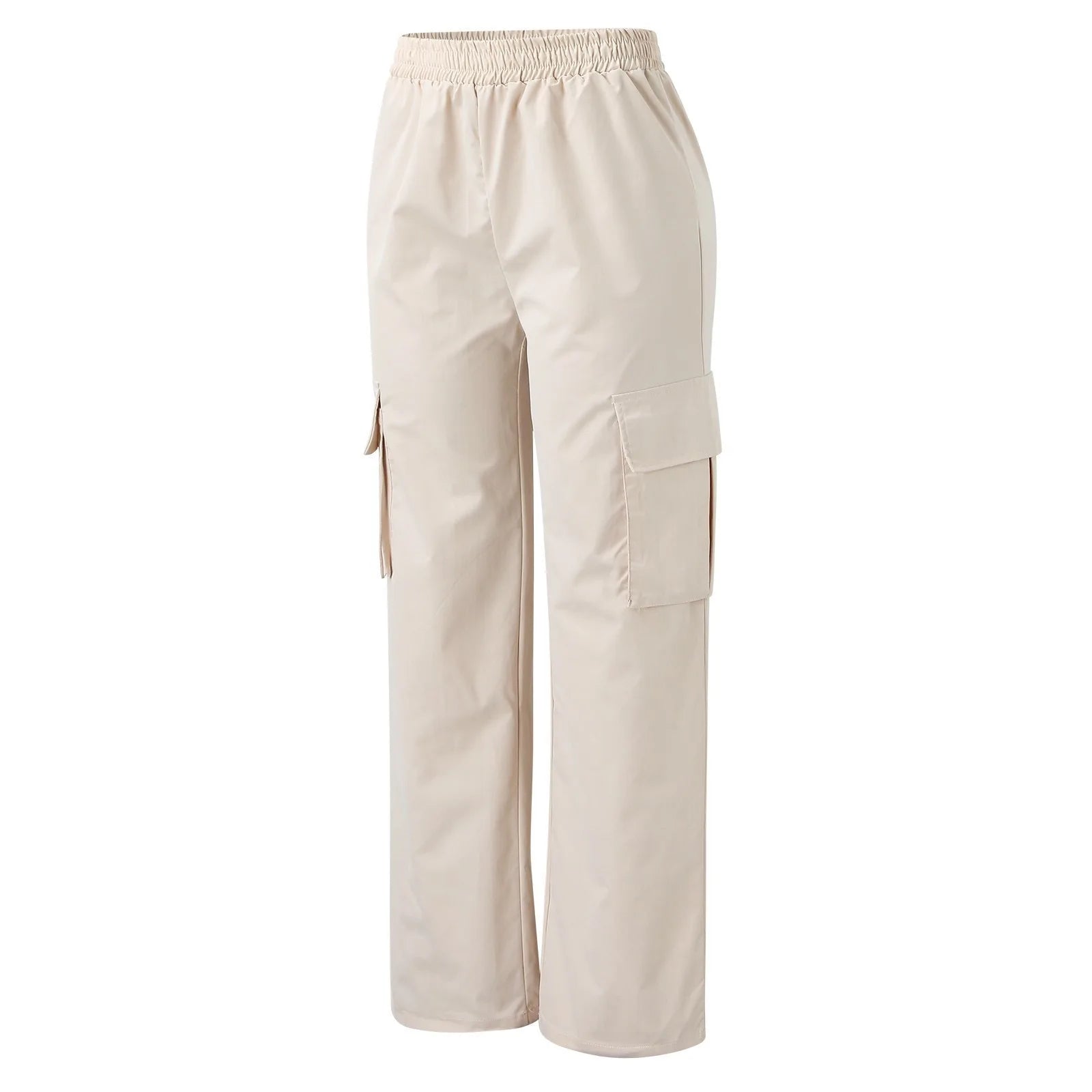 Women's Wide Leg Cargo Pants with Elastic Waist and Large Pockets