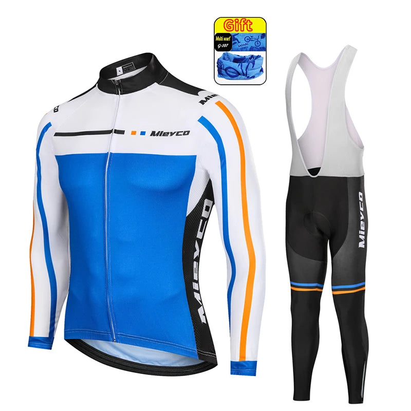 Men Autumn Long Sleeve Cycling Jersey Set MTB Mountain Bike Sportswear Slim Fit