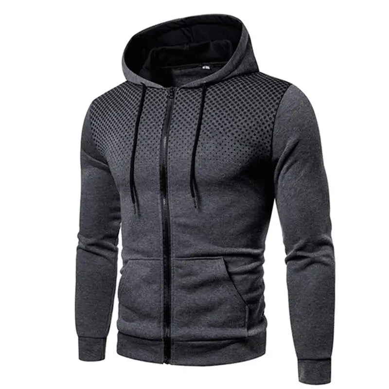 Men's Zip-Front Drawstring Hooded Casual Jacket