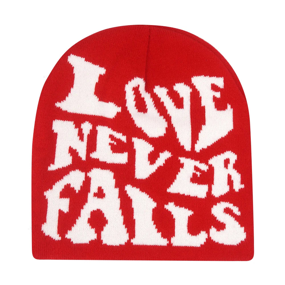 Graphic Knit Beanie with Letter and Pattern Style Options