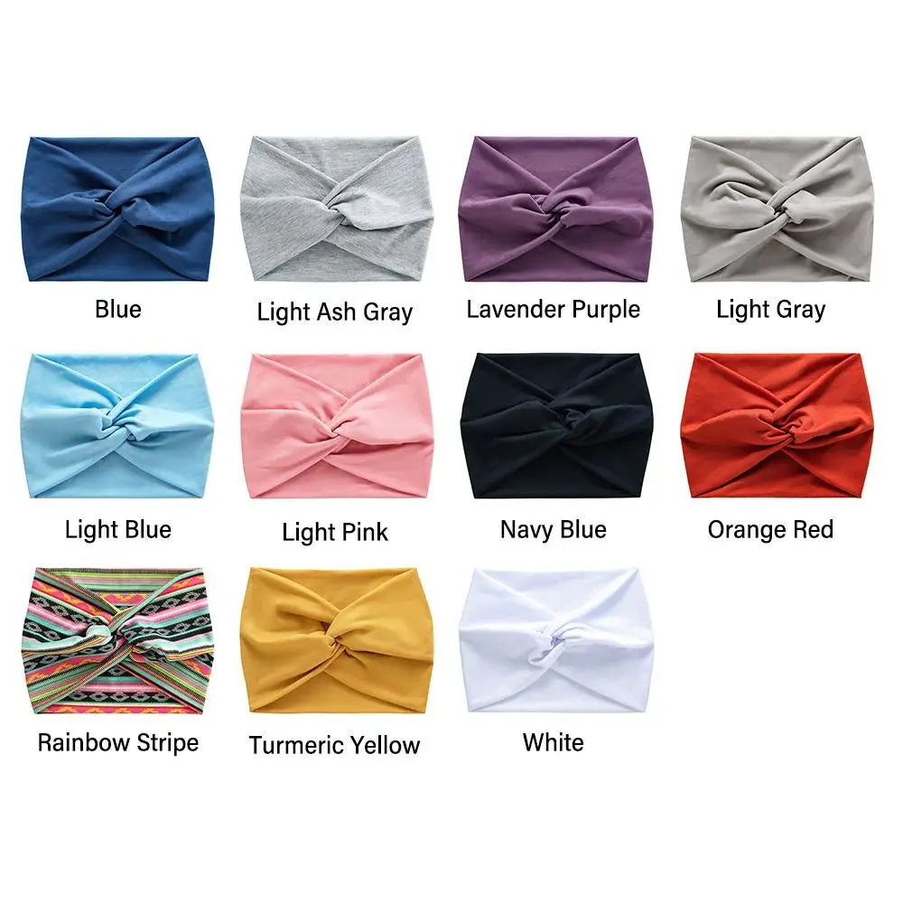Wide Twist Front Fabric Headband in Solid and Printed Styles