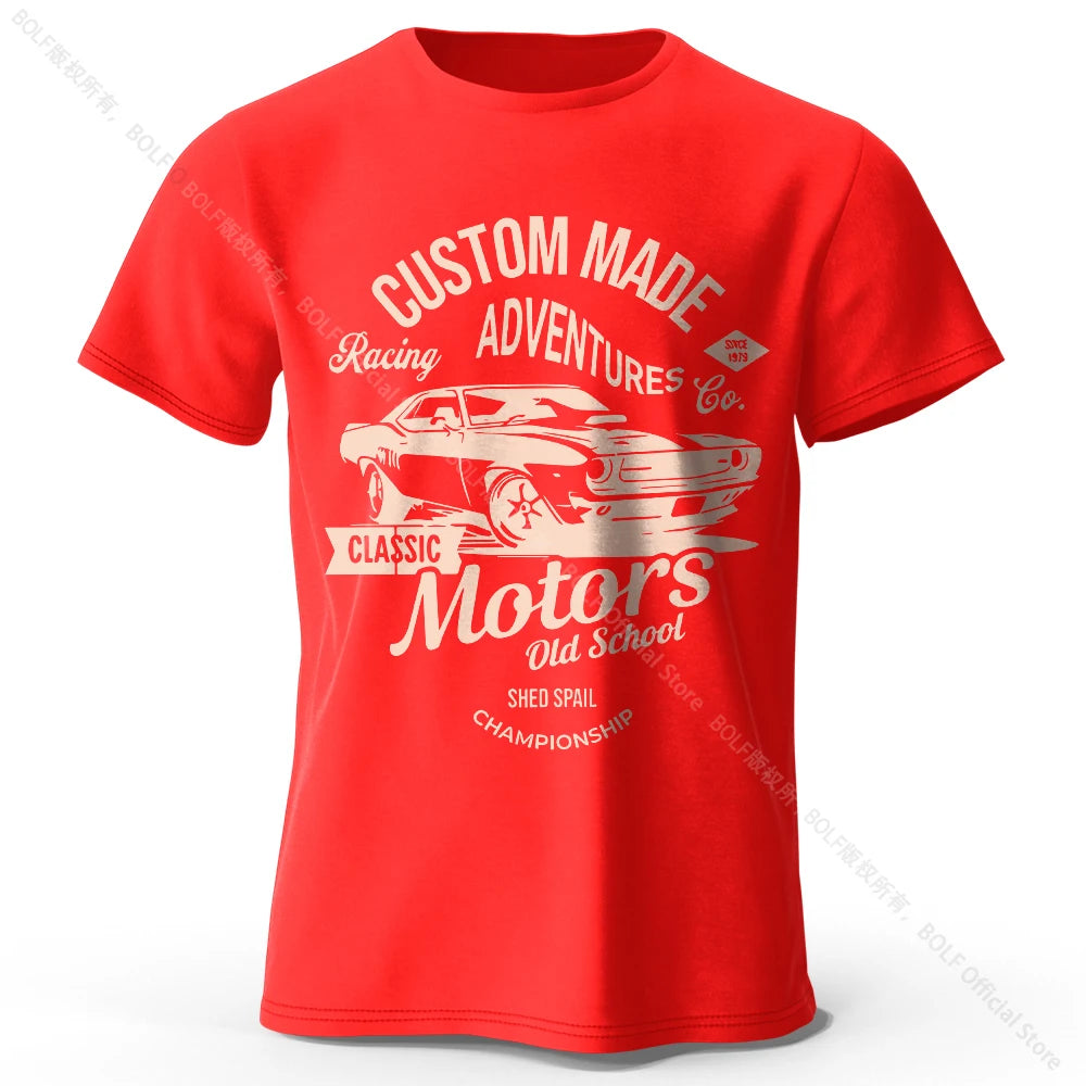 Men's Cotton Motors Graphic Short-Sleeve Oversized T-Shirt