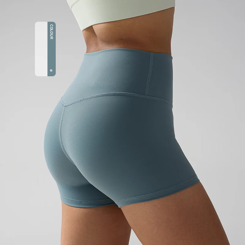 Women's High Waist Nylon Blend Shorts for Yoga and Fitness