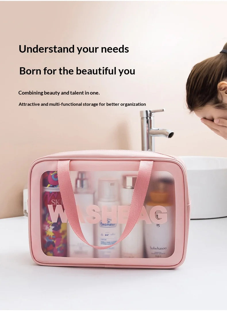Translucent Toiletry Pouch with Zipper and Original Size Options