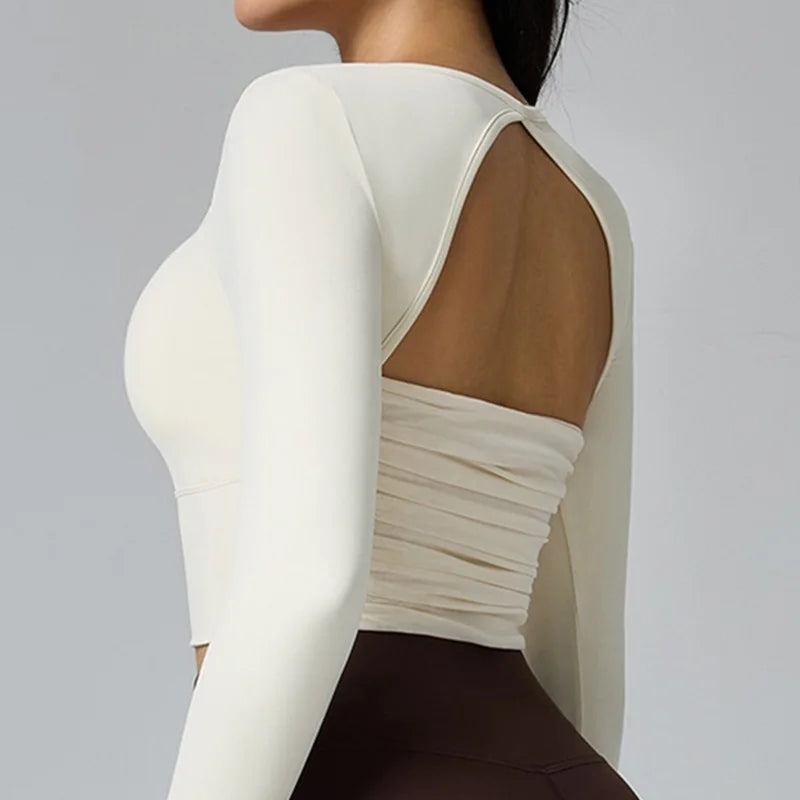 Women's Open-Back Long-Sleeve Workout Top