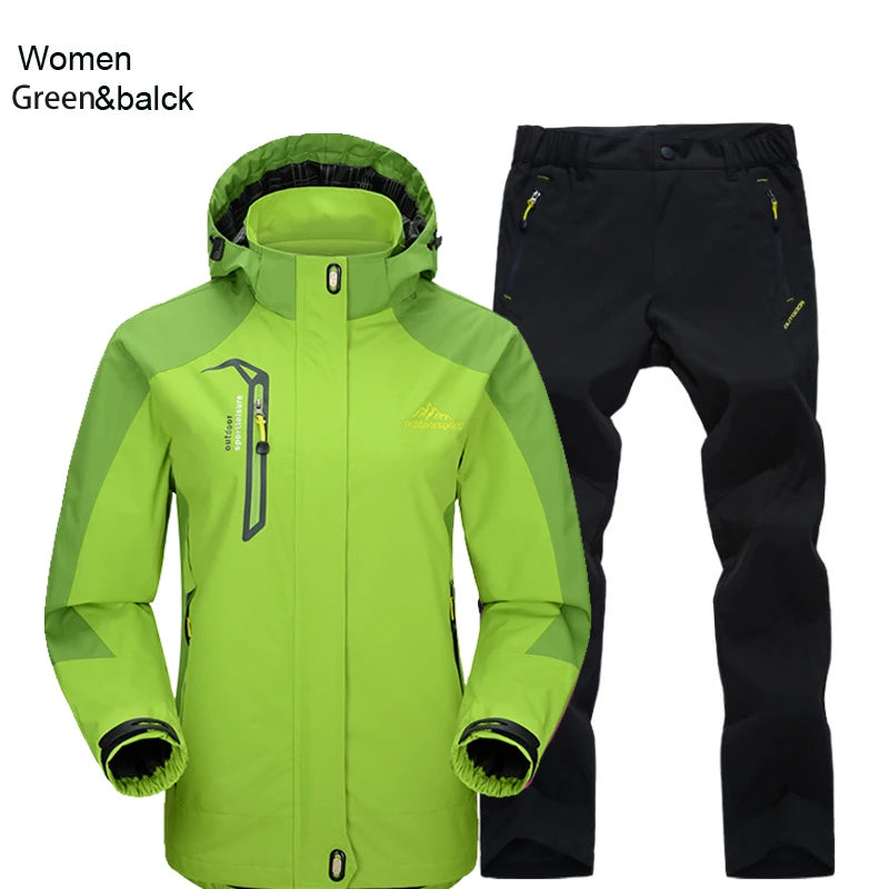 Outdoor Hooded Jacket and Trouser Clothing Set with Style Options