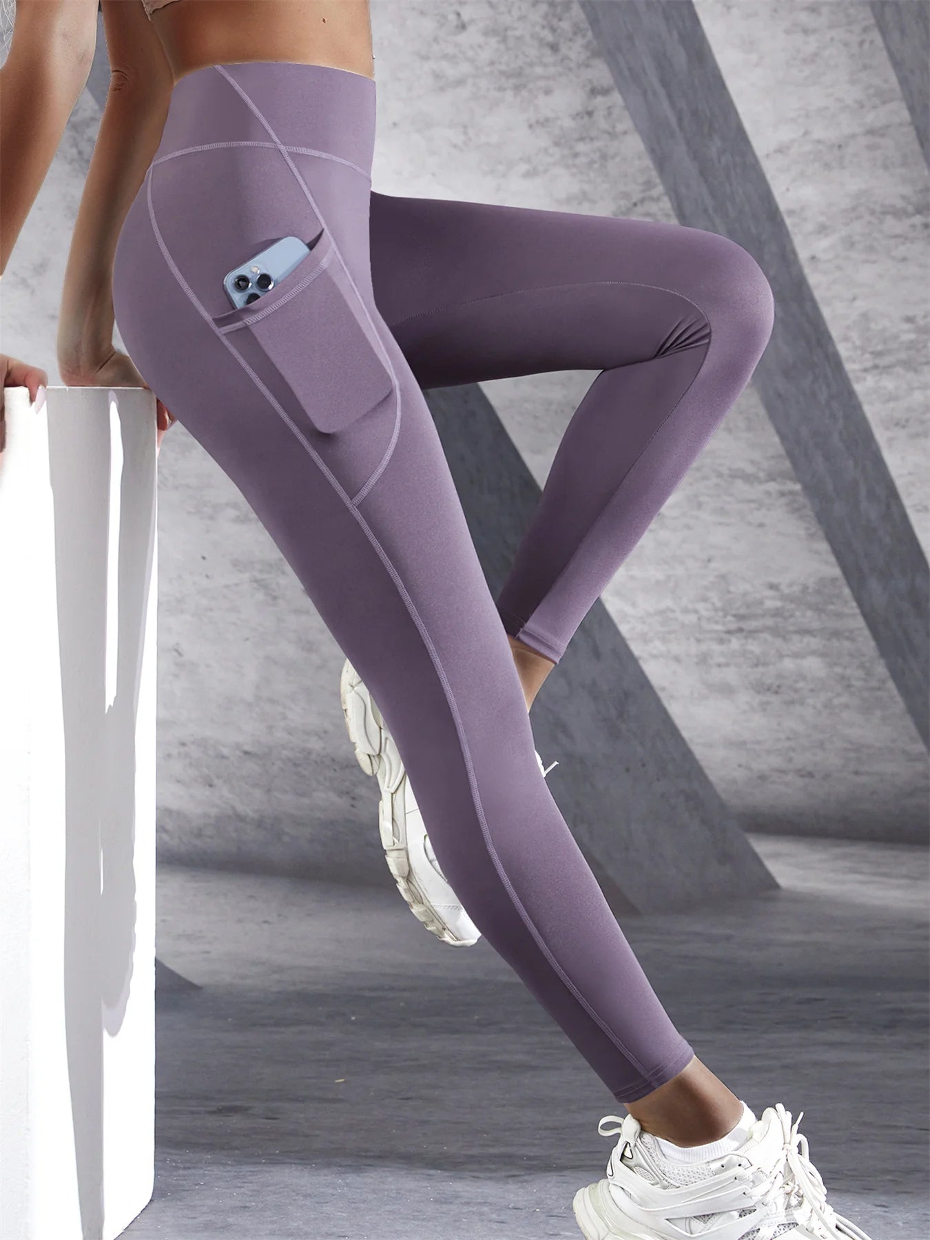 Women's Side Pocket Panelled Full Length Leggings For Workout Outfits