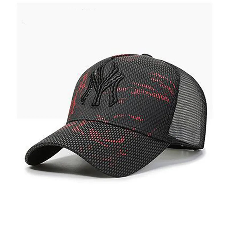 Mesh Baseball Cap with Embroidered Letter Front Design