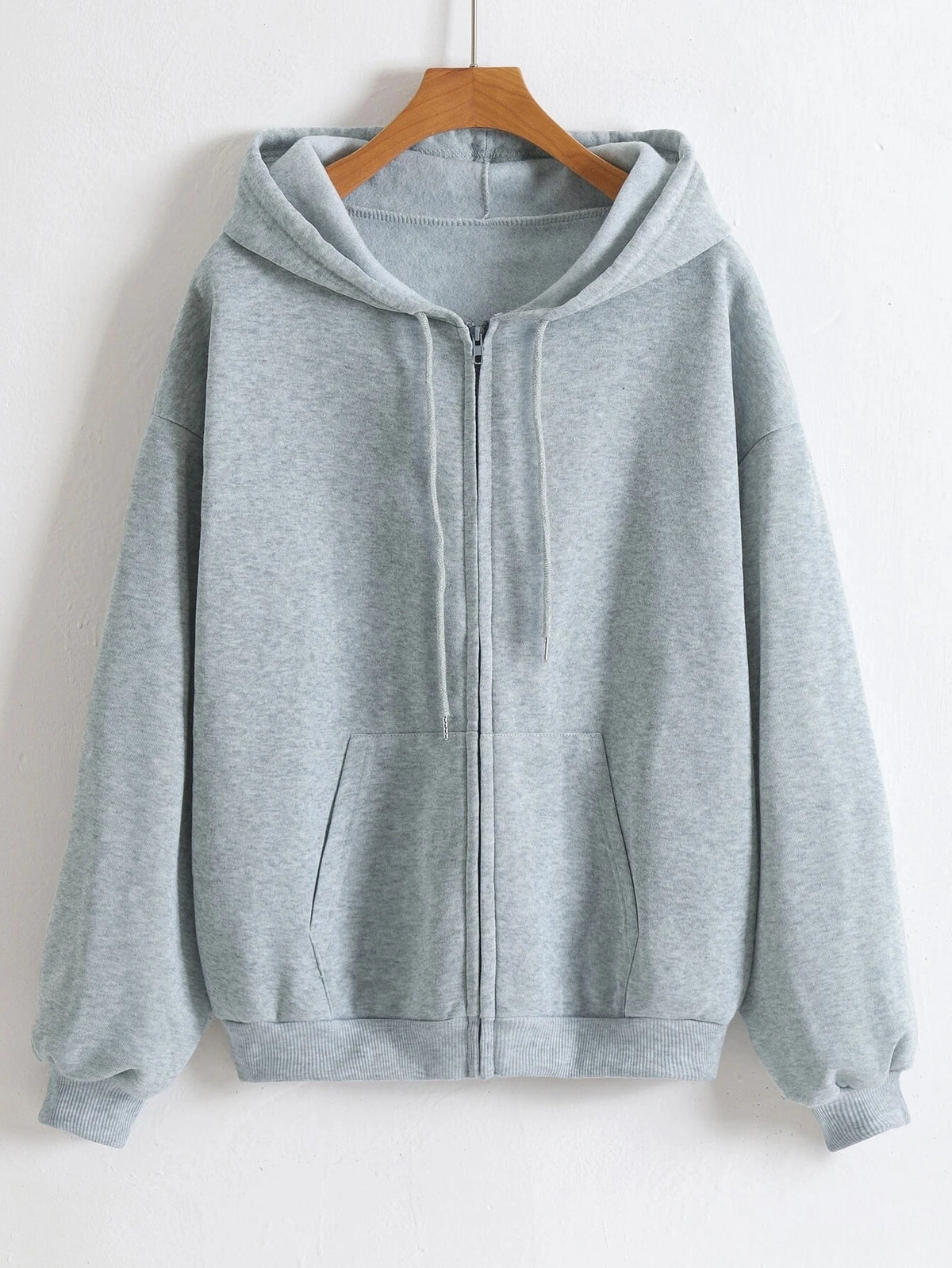 Long Sleeve Full Zip Casual Hooded Sweatshirt for Layering